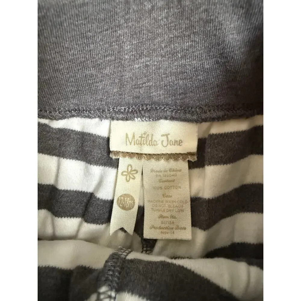 Matilda Jane Striped Knit Pants Girls 18-24M Gray White Wide Leg Boutique